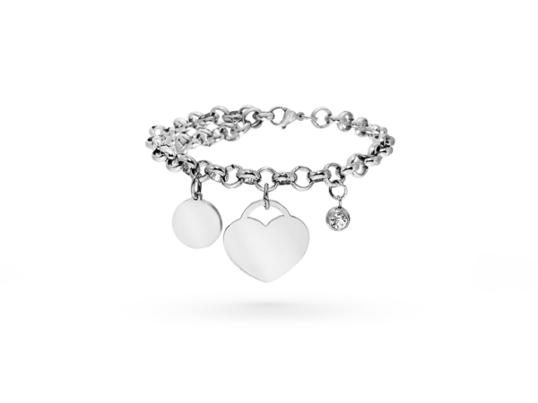 Bracciale con cuore e punto luce con incisione personalizza 1 per lato