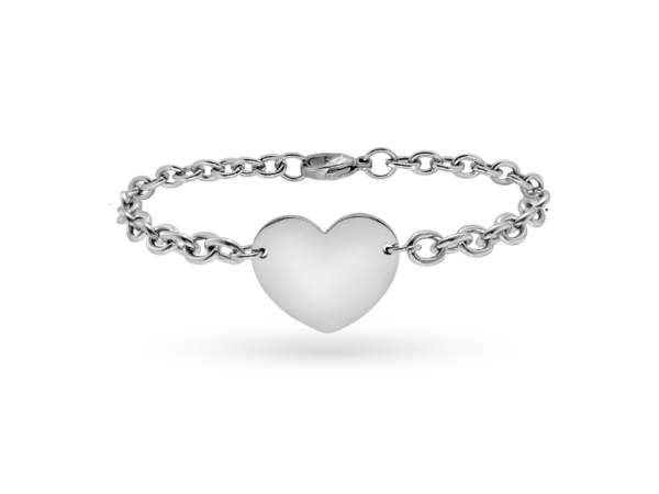 Bracciale ciondolo cuore fisso incisione personalizzata 1 per lato