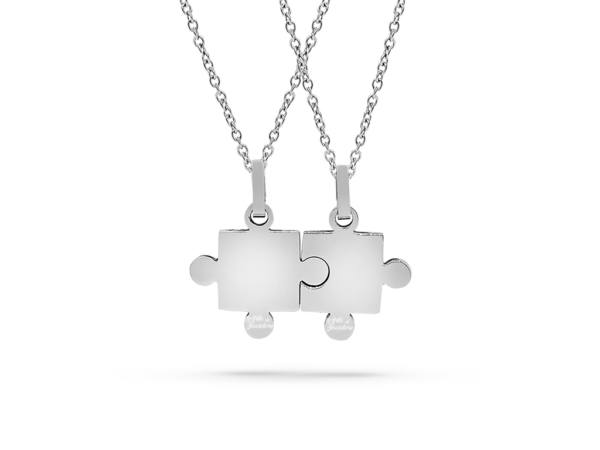 Collana con puzzle per coppia con incisione personalizzata 1 per lato