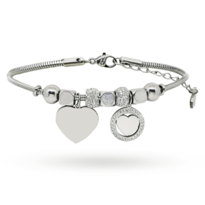 Bracciale snake con cuore per donna incisione personalizzata 1 per lato