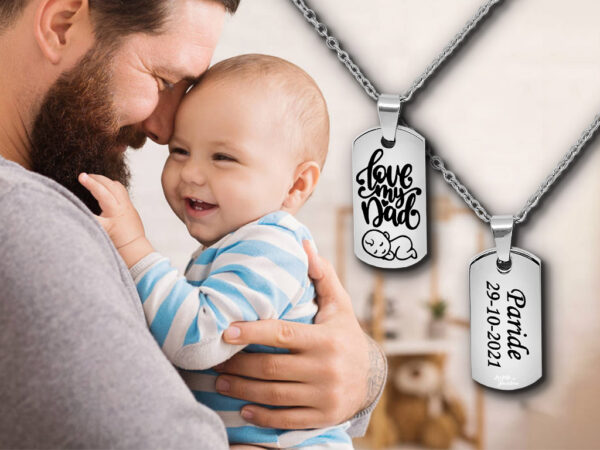 Collana con piastrina per il papà incisione personalizzata con dedica