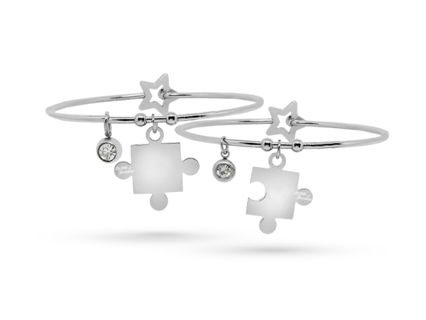 Bracciali puzzle 2 rigidi per donna Incisione personalizzata