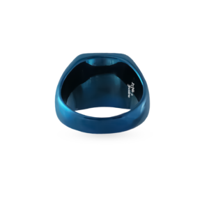 Anello Chevalier personalizzato 1 blu lucido quadrato