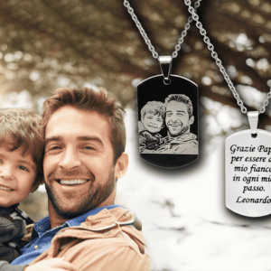 Collana per il papà con foto con incisione personalizzata dedica 1 nome