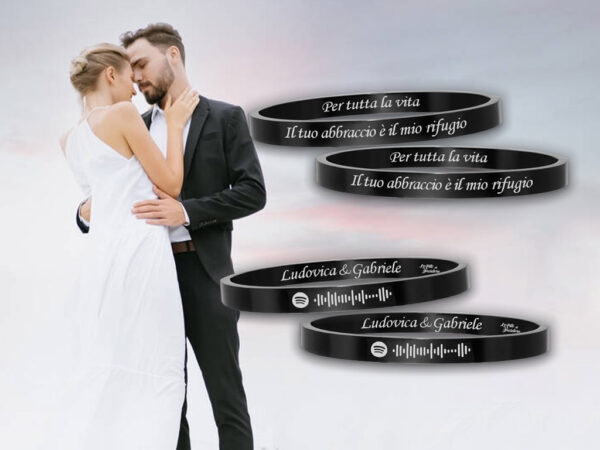 Bracciali Rigidi Coppia Spotify 2 Rigidi Incisione Personalizzata Con Dedica