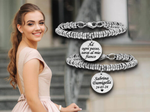 Bracciale Per Damigelle Sposa Con Incisione Personalizzata 1 Dedica