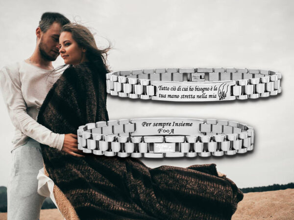 Bracciale con dedica uomo Jubilee incisione personalizzata 2 iniziali