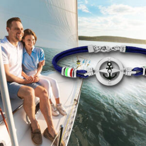 Bracciale corda con ancora uomo e donna Acciaio 2 charm tricolore