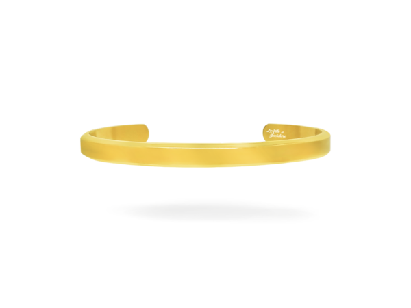 Bracciale rigido dorato aperto 6 mm incisione personalizzata fronte e retro