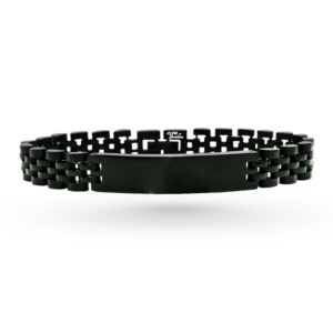 Bracciale uomo jubilee nero lucido maglia tripla incisione personalizzata 1 per lato