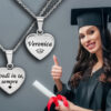 Collana laurea donna con cuore spesso incisione personalizzata con 1 dedica