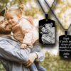 Collana per papà incisione personalizzata piastrina media nera con foto dedica 1 nome