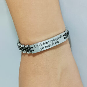 Bracciale Padrino battesimo incisione personalizzata con Dedica