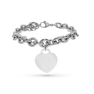 Bracciale donna catena con cuore ampio Incisione Personalizzata 1 per lato