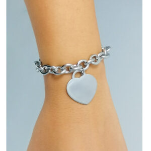 Bracciale donna catena con cuore ampio Incisione Personalizzata per lato