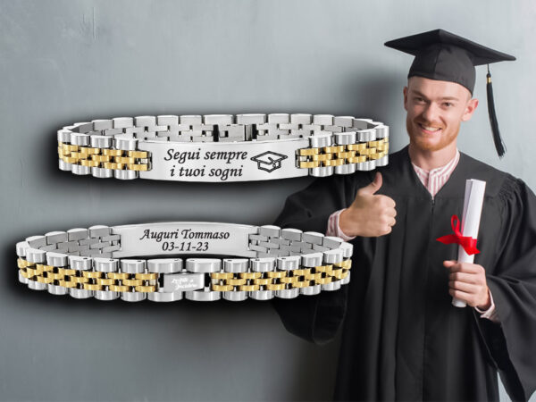 Bracciale per laurea uomo Jubilee Incisione personalizzata con 1 dedica