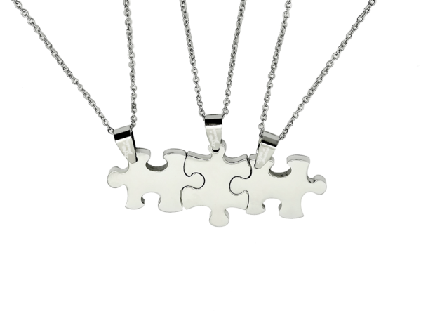 Collana Puzzle 3 pezzi con incisione personalizzata una per lato