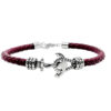 Bracciale uomo semirigido intrecciata ecopelle Bordeaux e 1 ancora incisione personalizzata