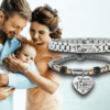 Bracciale nascita per mamma e papà 1 Incisione Personalizzata con dati bebè