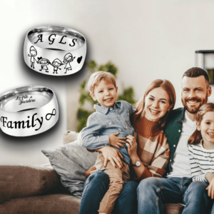 Anello family fascia bombata 10 mm argentato lucido Incisione personalizzata