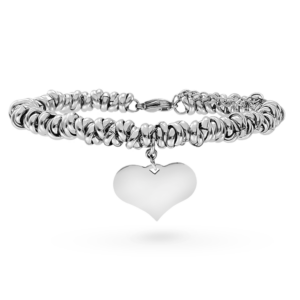 Bracciale nodini Donna con cuore incisione personalizzata 1 per lato