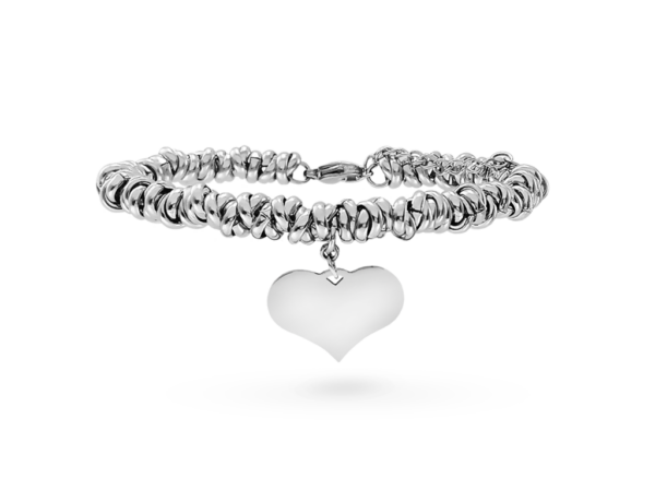 Bracciale nodini Donna con cuore incisione personalizzata 1 per lato