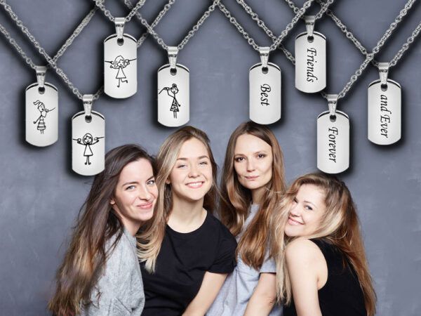 Collana per migliore amica incisione personalizzata con 1 disegno e dedica