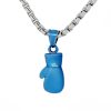 Collana guantone boxe blu Incisione personalizzata 1 fronte