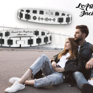 Bracciale Uomo con Codice Spotify e Dedica Personalizzata Incisione su Placca Ampia