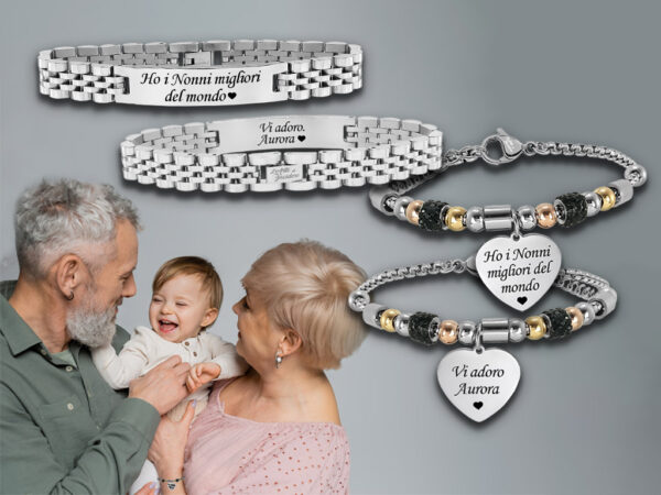 Bracciali coppia nonna e nonno Incisione personalizzata con dedica