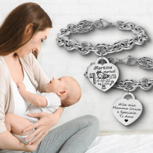 Bracciale nascita per neo mamma 1 Incisione personalizzata con dedica